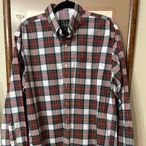 Joseph A.Bank Button Down Cotton Plaid Shirt